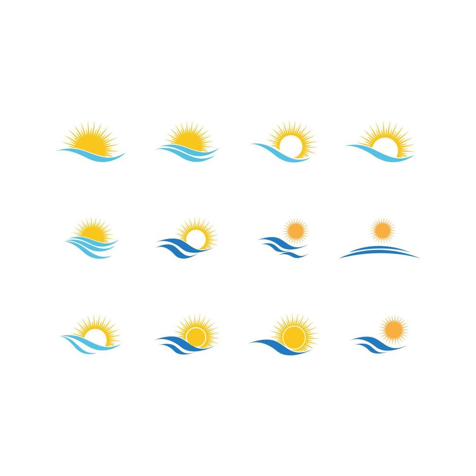 Ola de agua de mar y sol icono vector ilustración diseño logo - vector