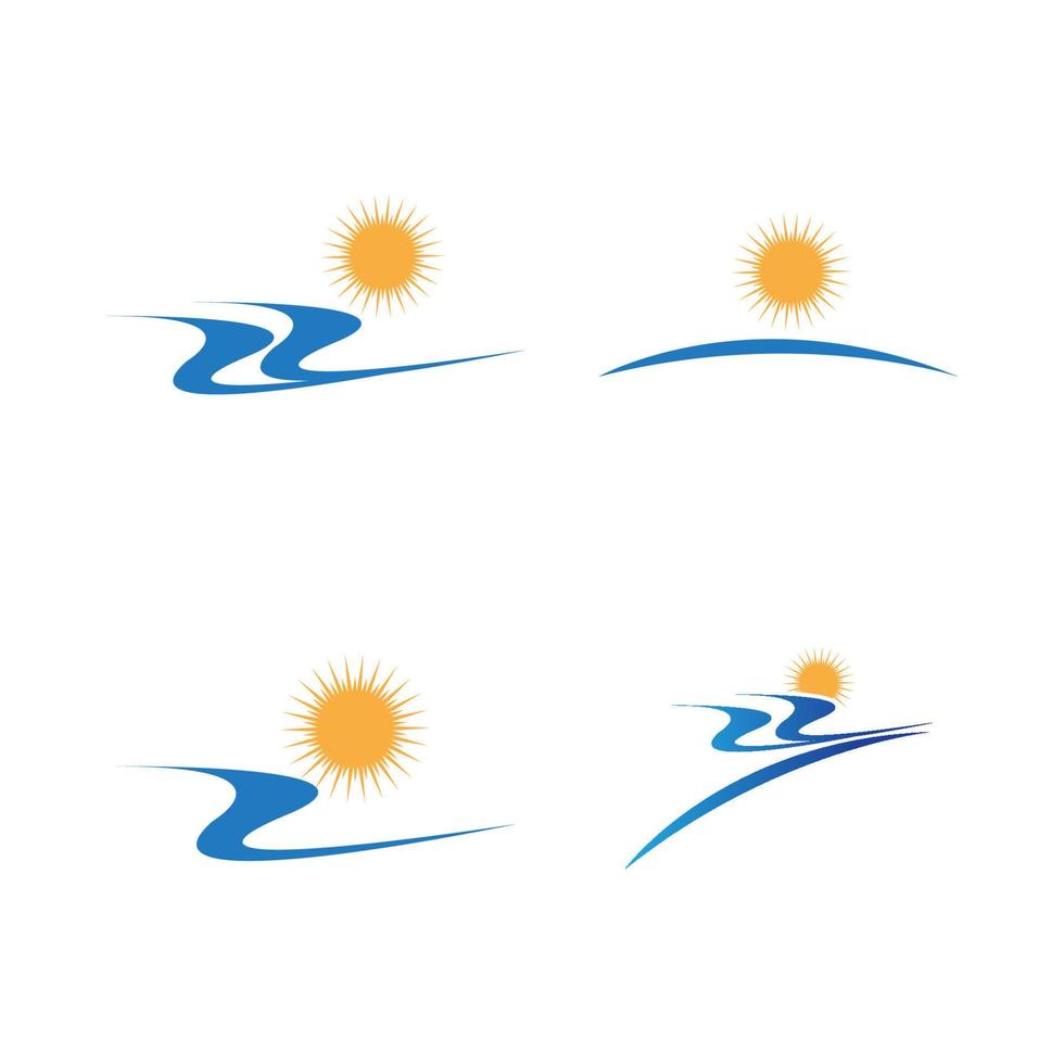 Ola de agua de mar y sol icono vector ilustración diseño logo - vector