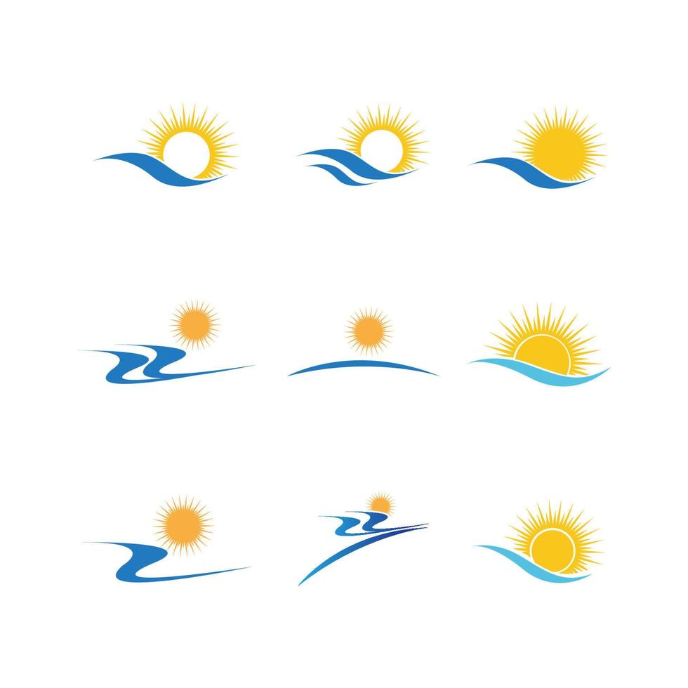 Ola de agua de mar y sol icono vector ilustración diseño logo - vector