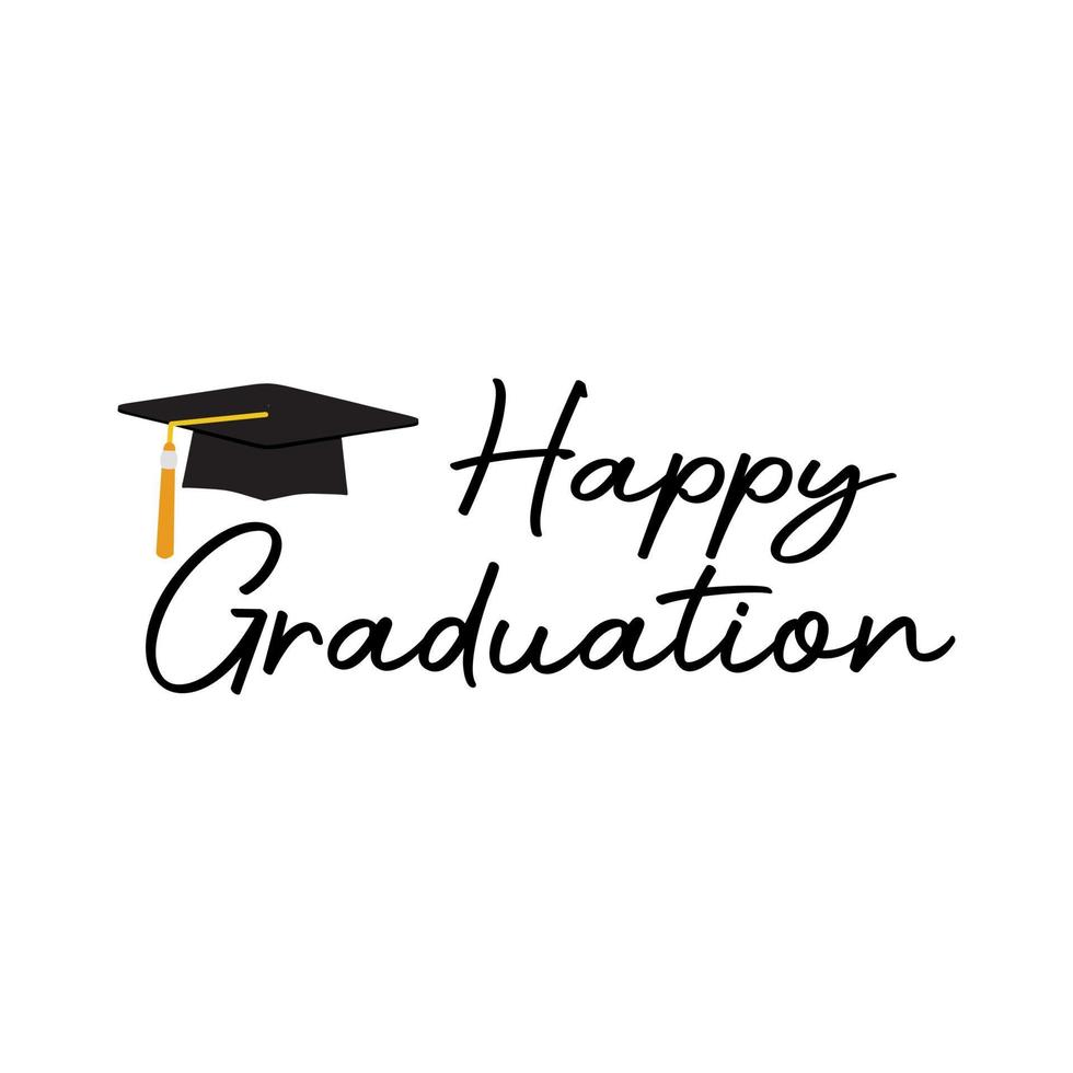 happy graduation typography typographic creative writing text image, modern style, simple vector
