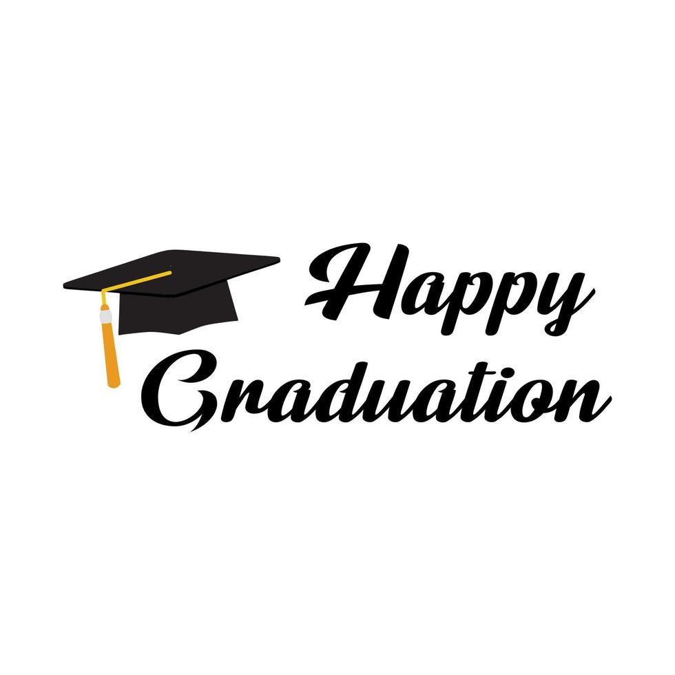 feliz graduación tipografía tipográfica escritura creativa imagen de texto, estilo moderno, simple vector