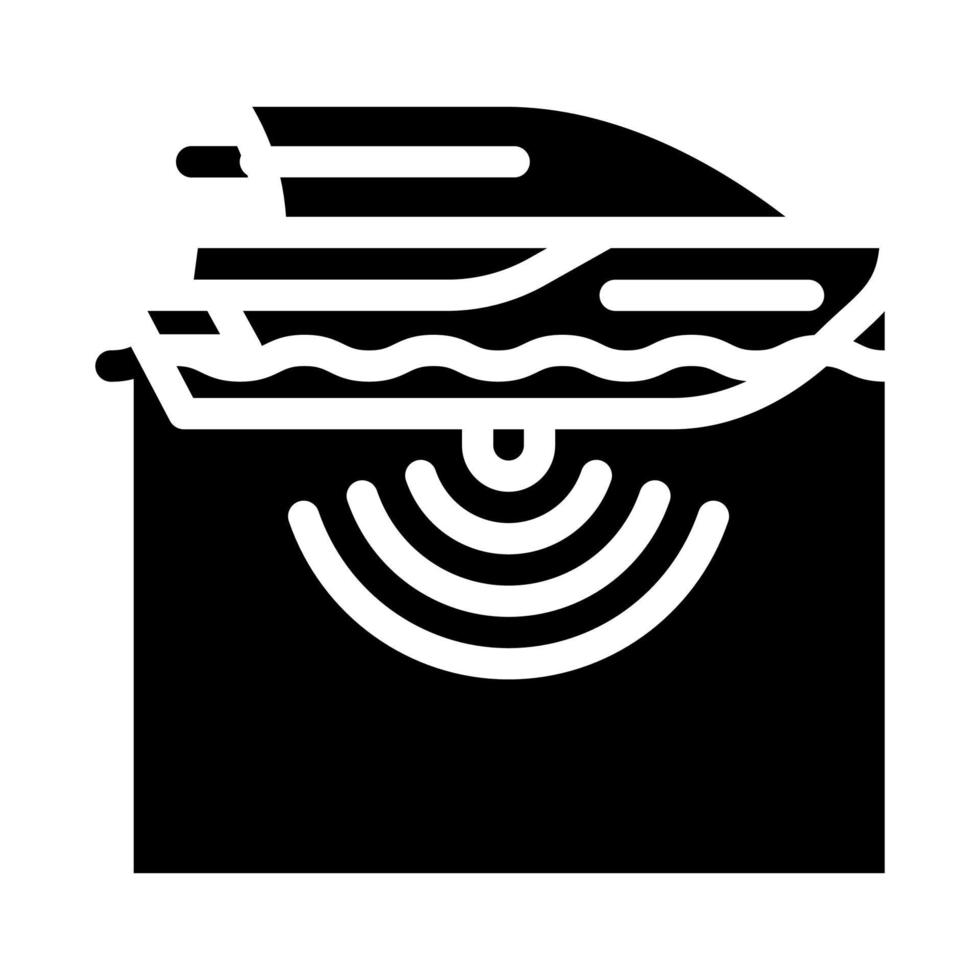 barco con ilustración de vector de icono de glifo de sonar de fondo marino