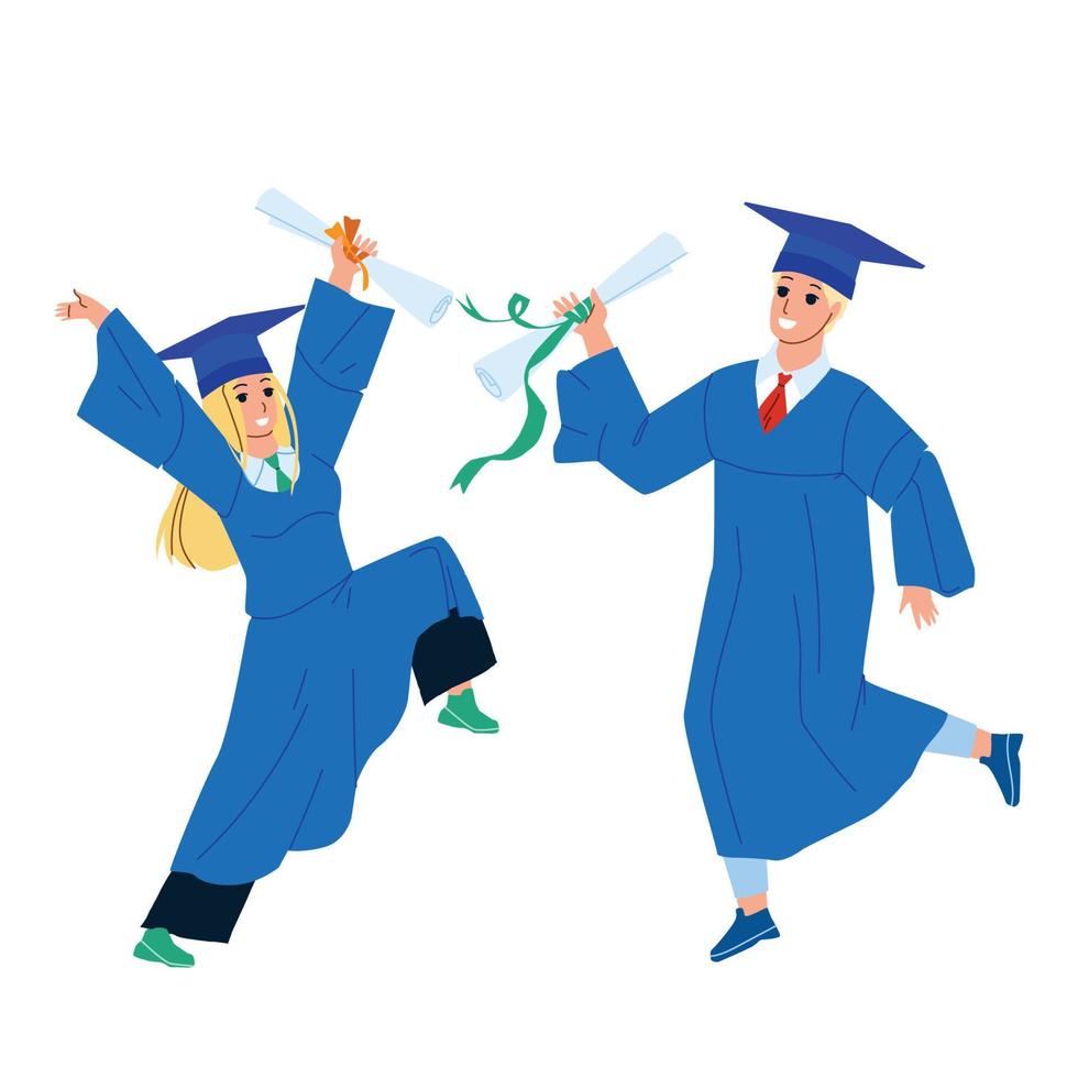 Alumnus Boy And Girl College Graduation Vector