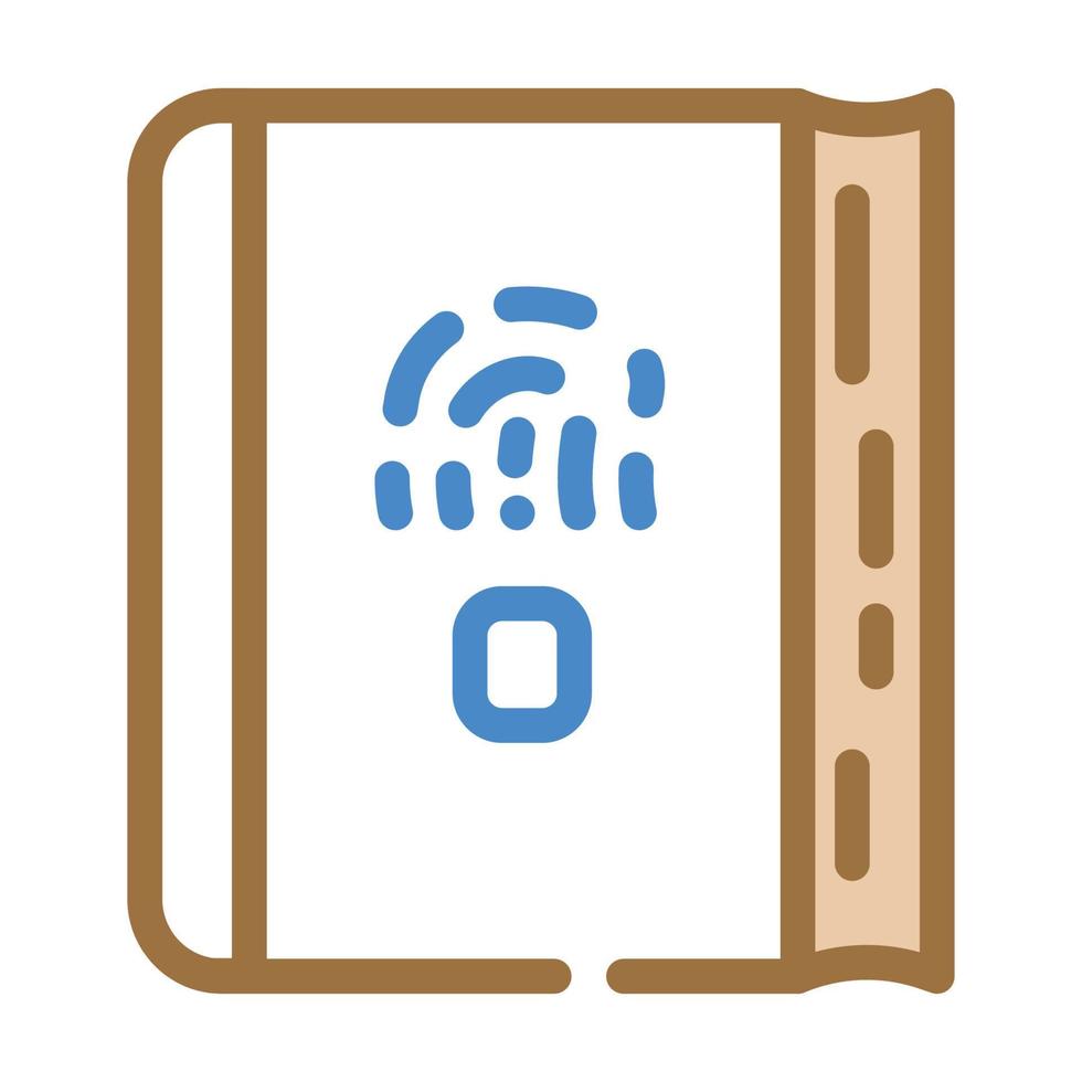 diary with fingerprint scanner color icon vector illustration