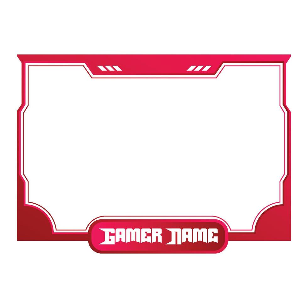 Red and white-colored frame overlay for live gaming streamers. Live Streamer overlay vector illustration with red and white color. Digital stylish Gaming overlay.