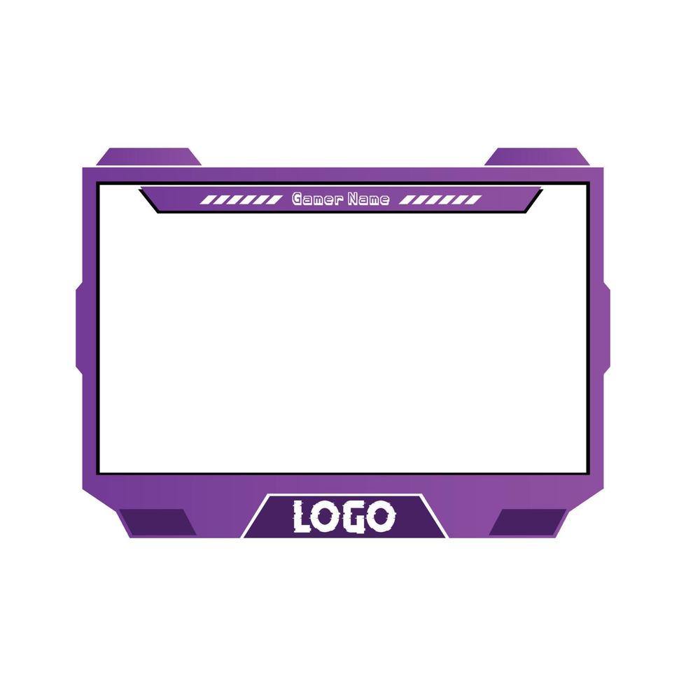 Stylish purple and black gradient color gaming frame overlay for live streamers. Live Streamer overlay vector with purple and black color. Digital stylish Gaming overlay.