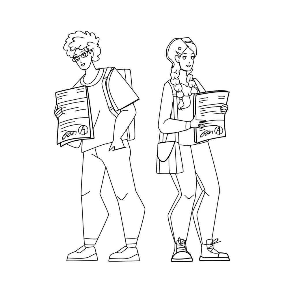 Grade Test Result Showing Schoolchildren Vector