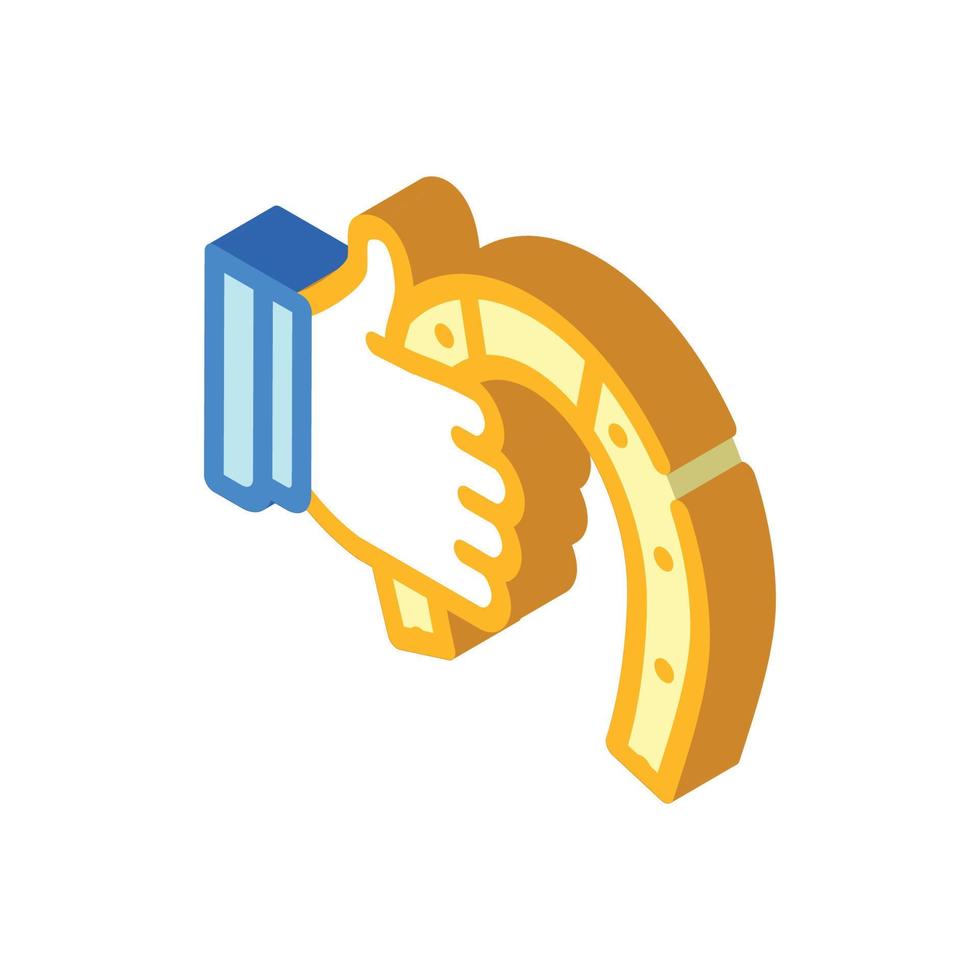 hand holding horseshoe isometric icon vector illustration