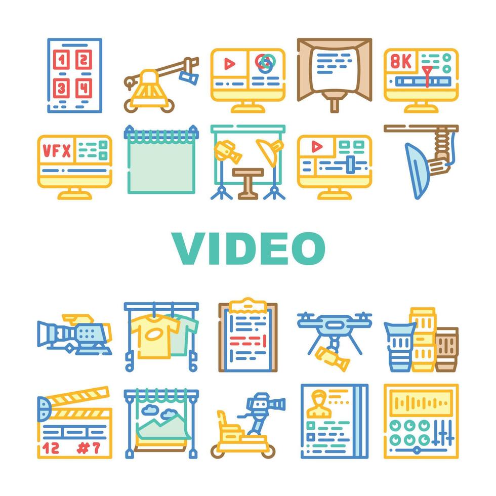 Video Production And Creation Icons Set Vector