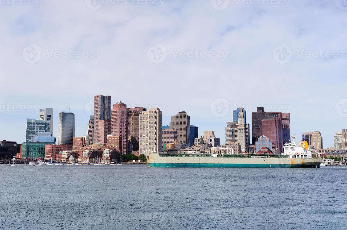 Boston downtown with ship photo