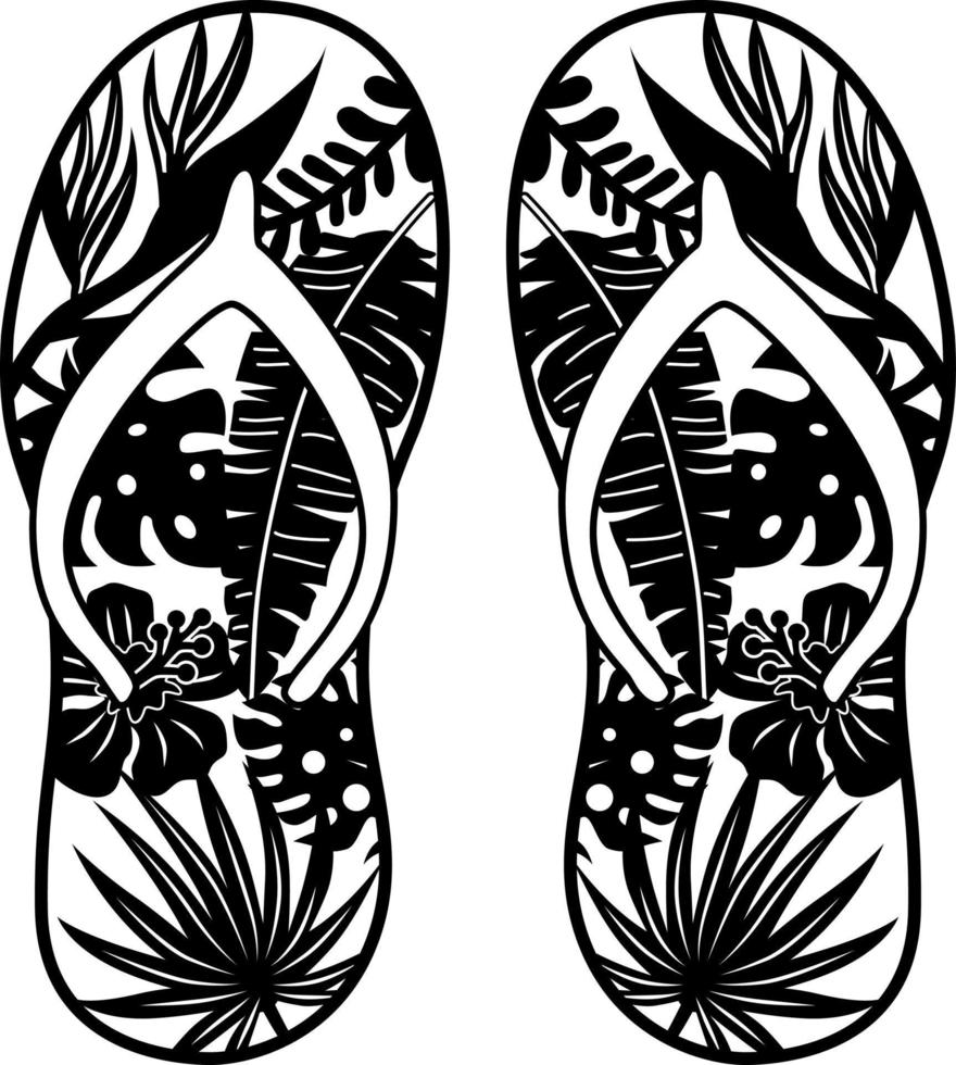 Flip Flops vector, Flip Flops Tropical Silhouette, Sandals, Summer Beach vector