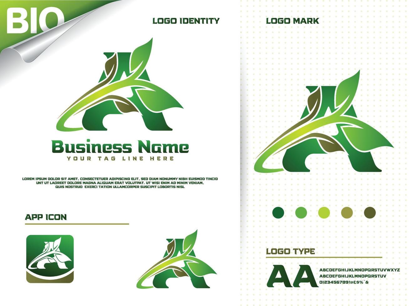 Initial letter A with Green leaf logo design vector
