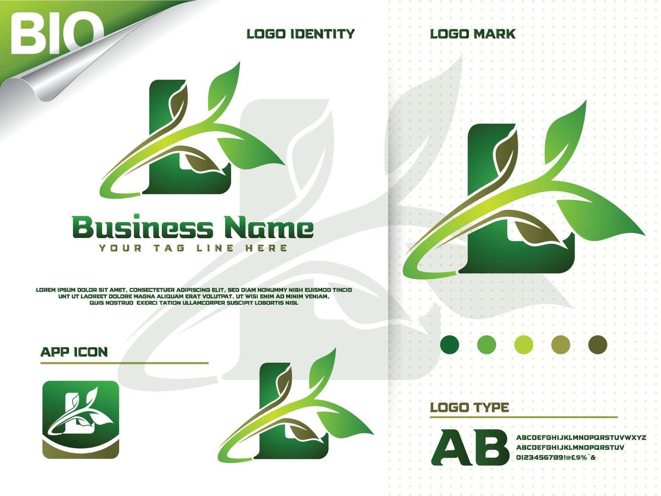 Initial letter L with Green leaf logo design vector