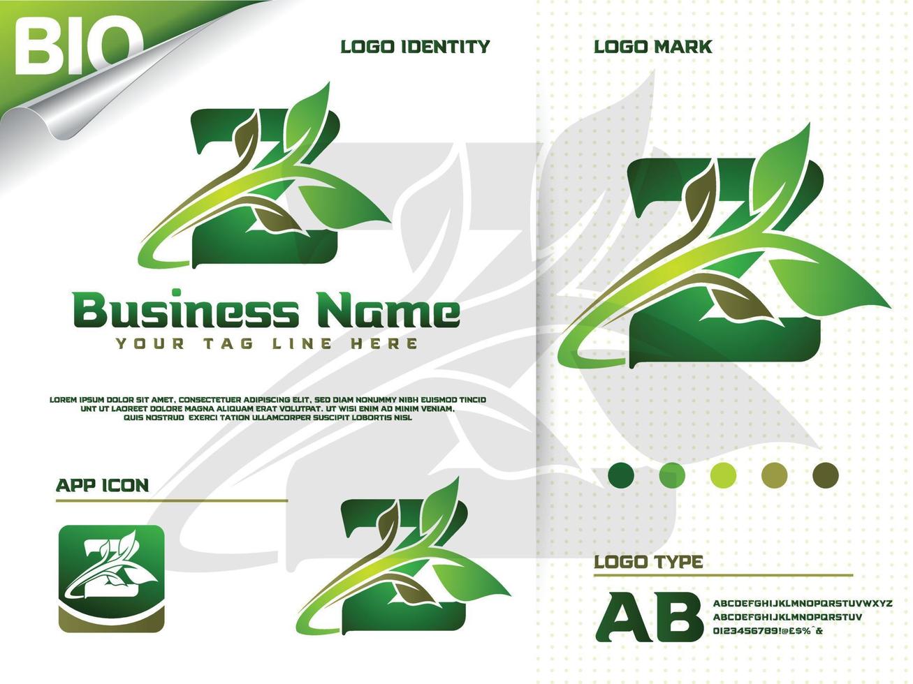 Initial letter Z with Green leaf logo design vector