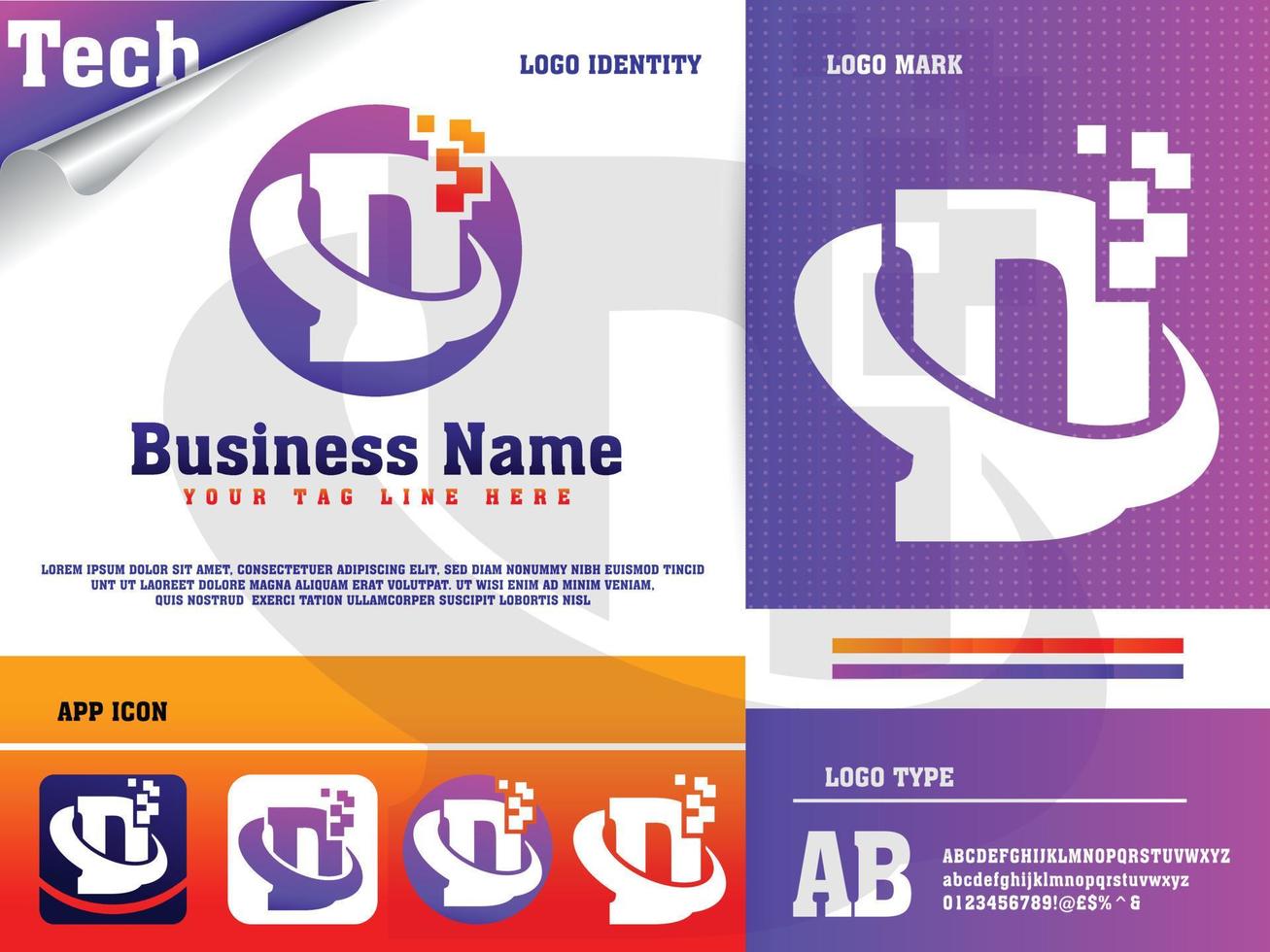 Tech Letter D Logo Design Template vector