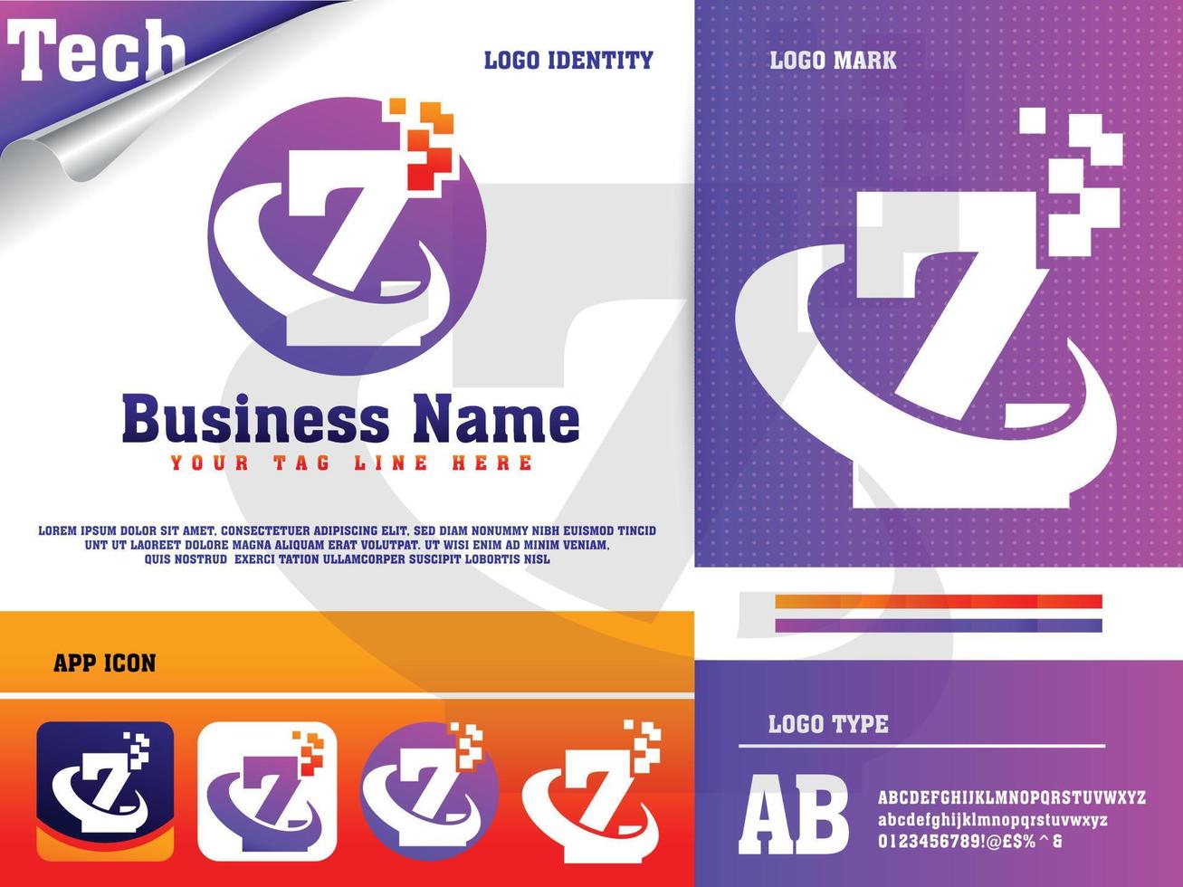 Tech Letter Z Logo Design Template vector