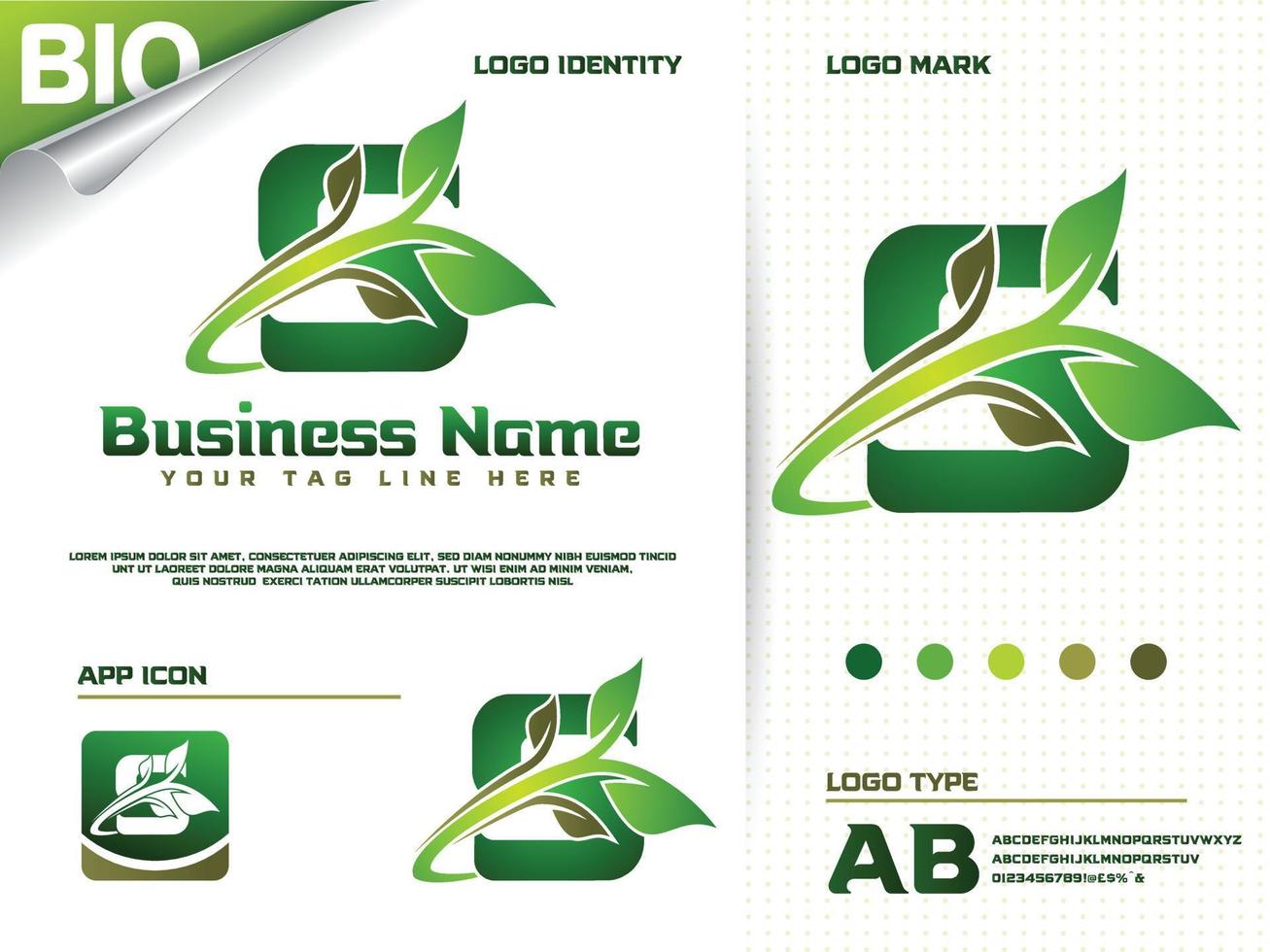 Initial letter S with Green leaf logo design vector