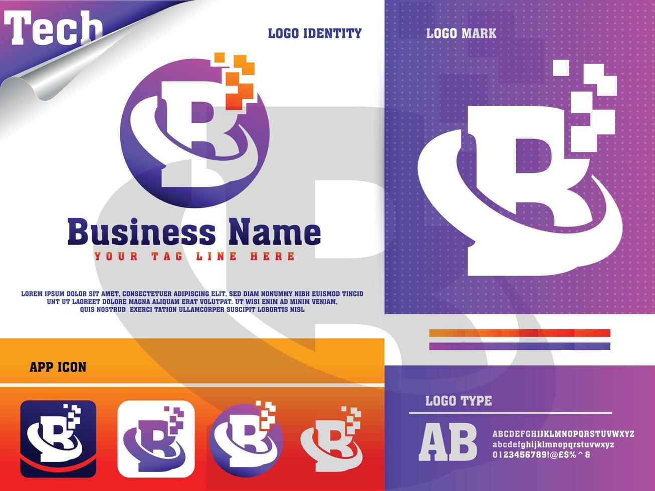 Tech Letter B Logo Design Template vector