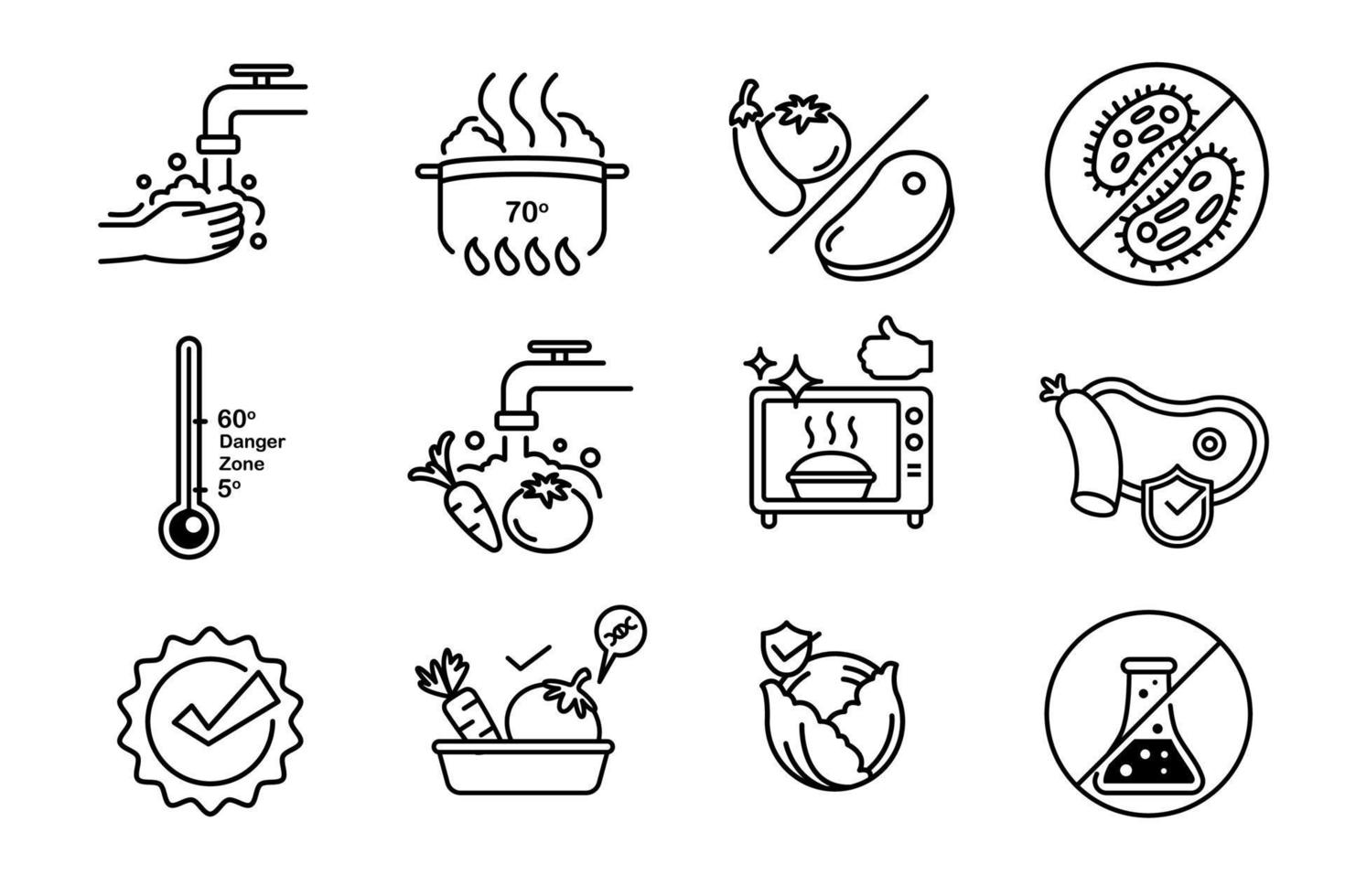 icono de esquema de alimentos de seguridad vector