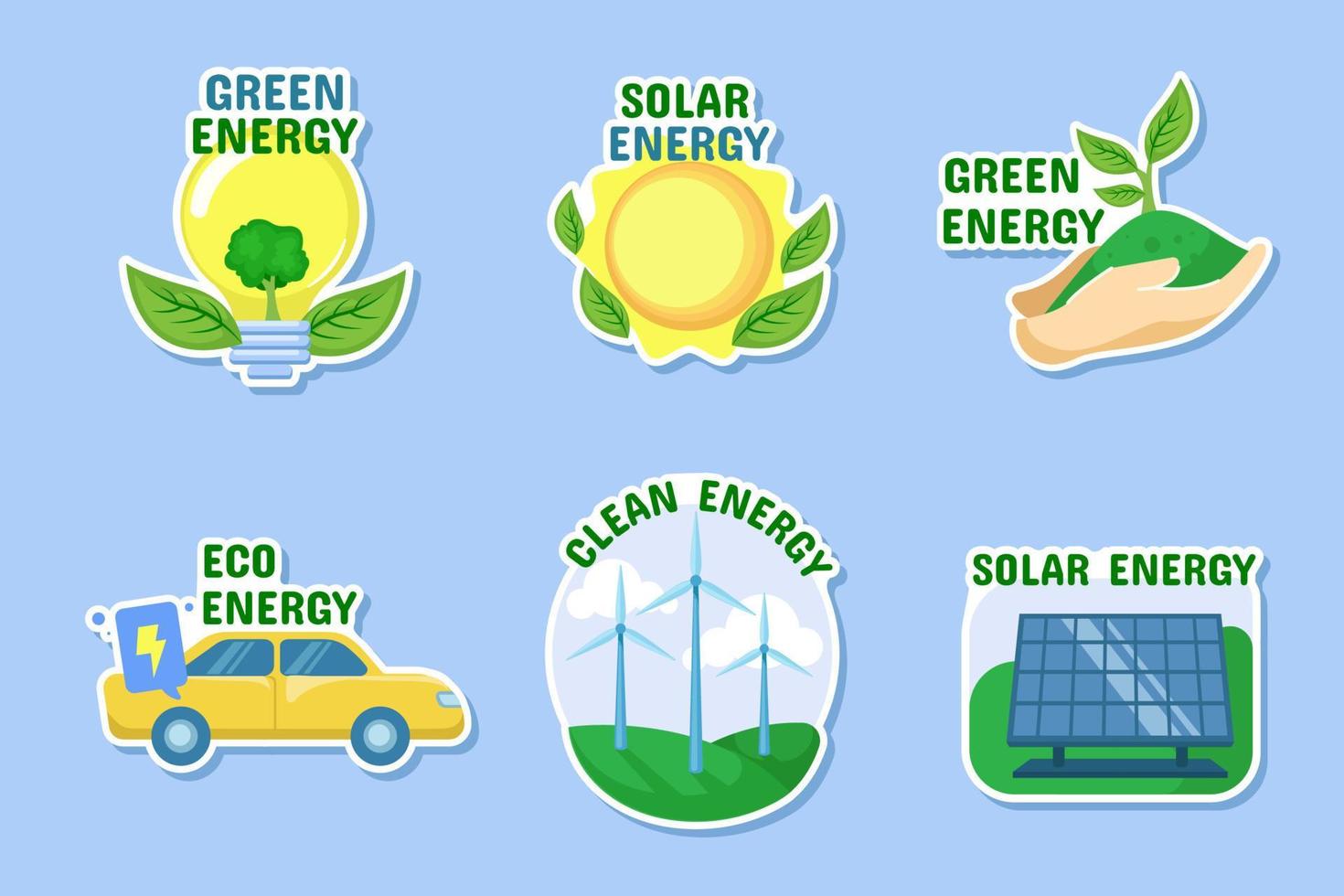 Green Technology Stickers Set vector