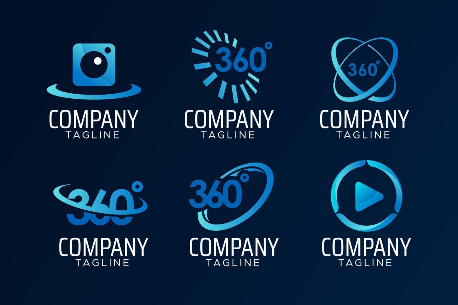 conjunto de logotipos de tecnología de 360 grados vector