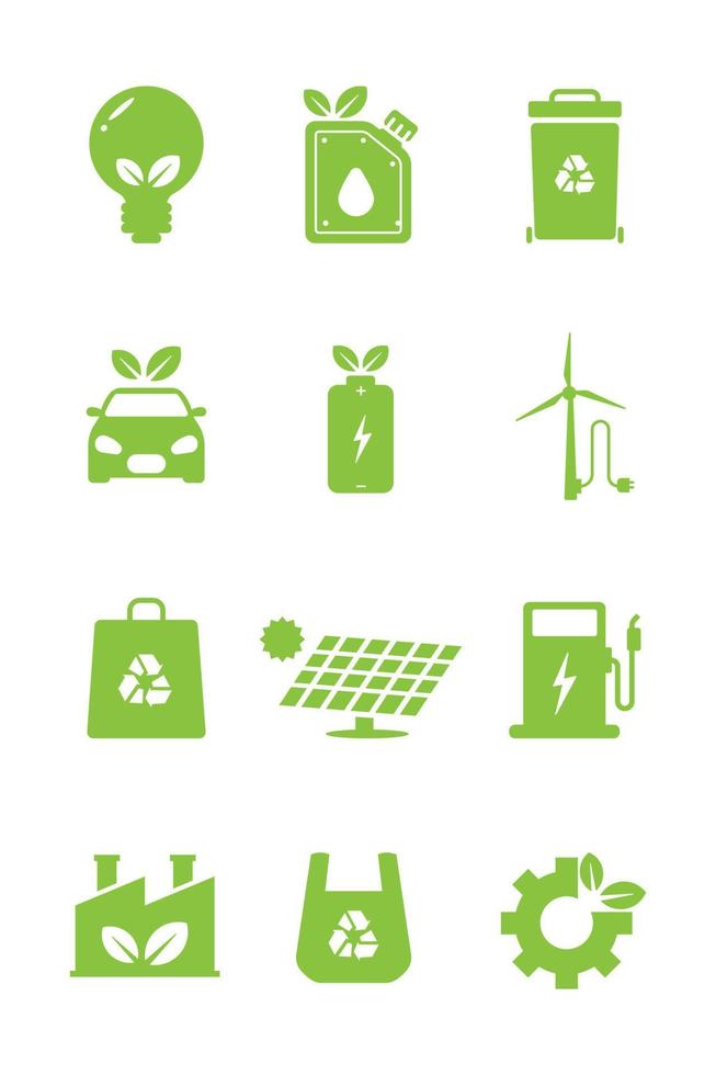 conjunto de iconos de tecnología verde vector