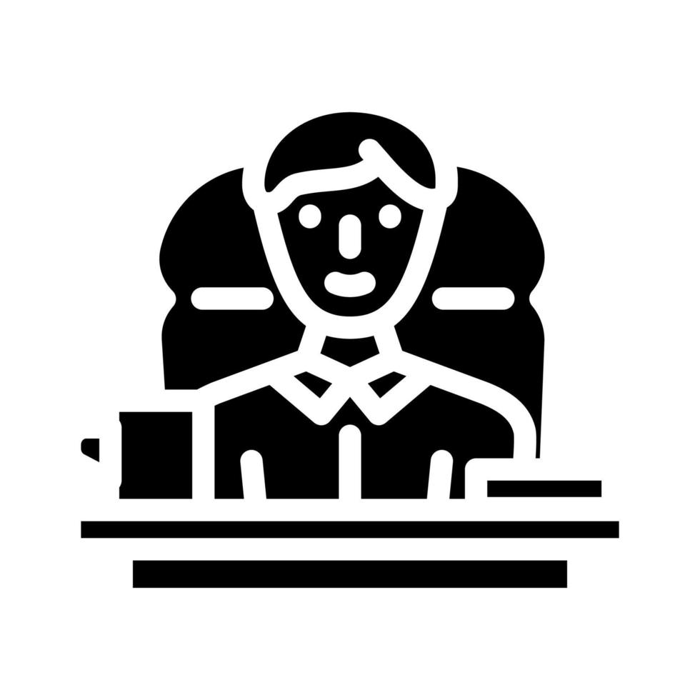 boss at office table glyph icon vector illustration