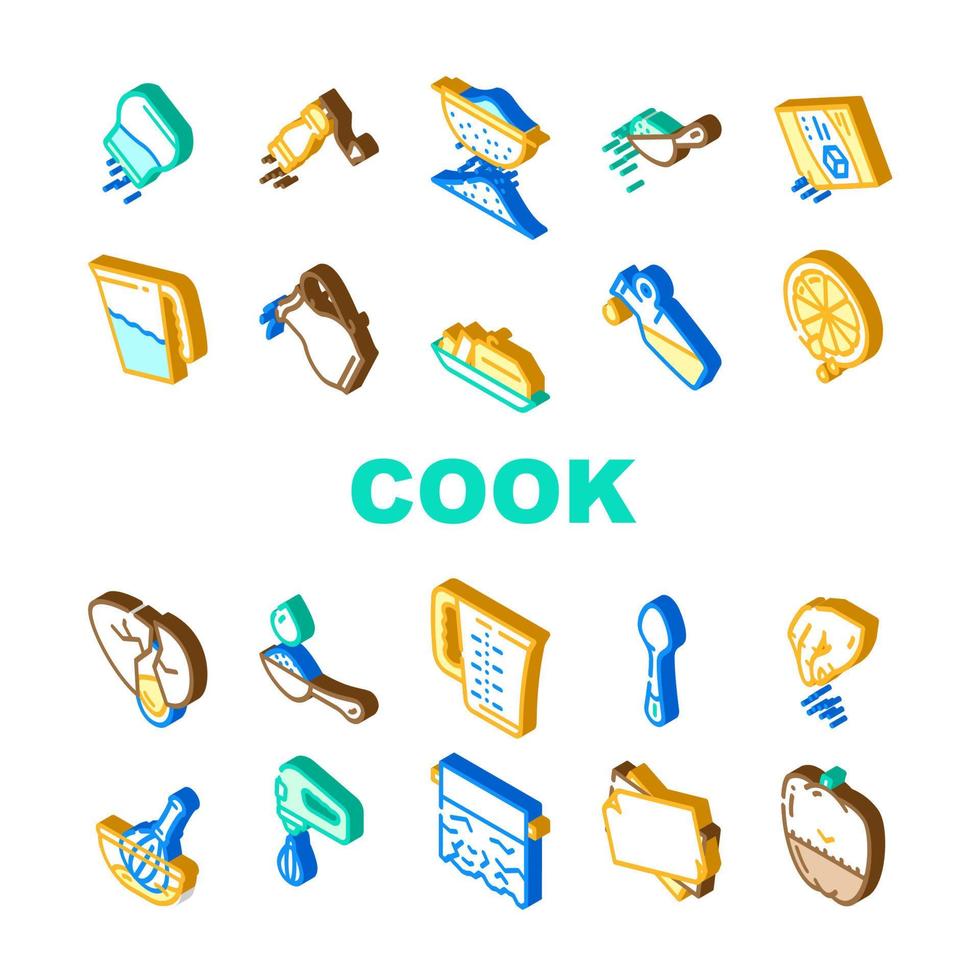 Instrucciones de cocina para preparar iconos de alimentos establecer vector