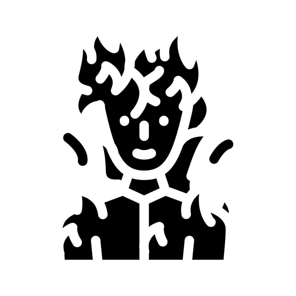 ilustración de vector de icono de glifo de personaje de fantasía de hombre ardiente