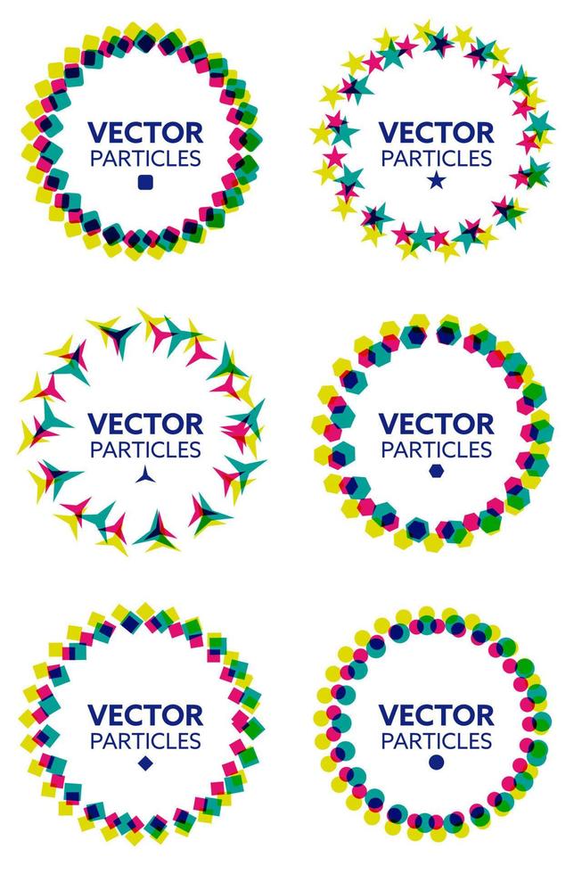 Set of Colored Circles Formed by Different Geometric Shapes. Abstract design elements. Vector illustration. creative abstract vector set.
