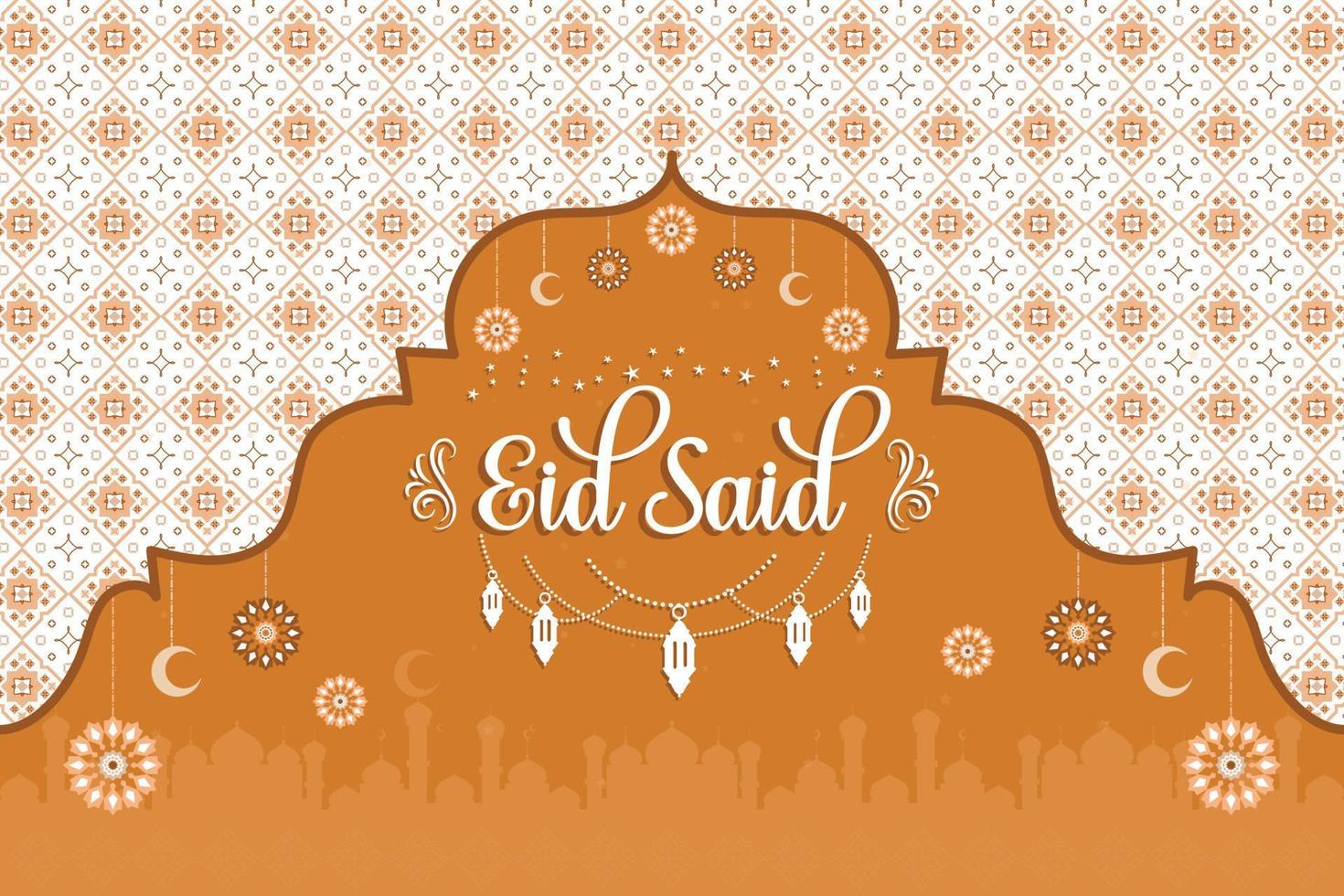 EID SAID label set luxurious islamic background congratulatory text. Eid Mubarak calligraphy Vector greeting card.