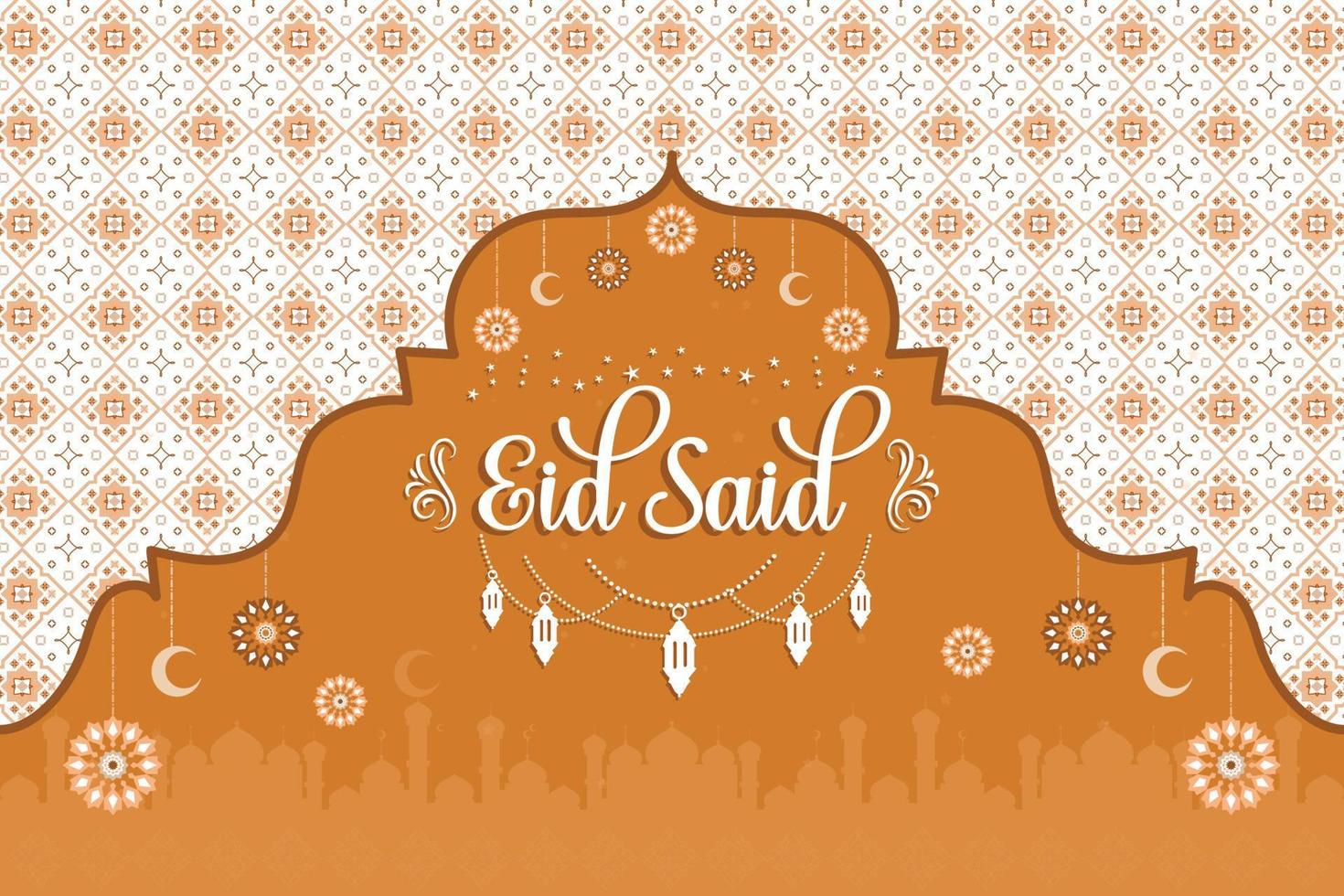 eid dijo que la etiqueta establece un texto de felicitación de fondo islámico lujoso. tarjeta de felicitación vectorial de caligrafía eid mubarak. vector