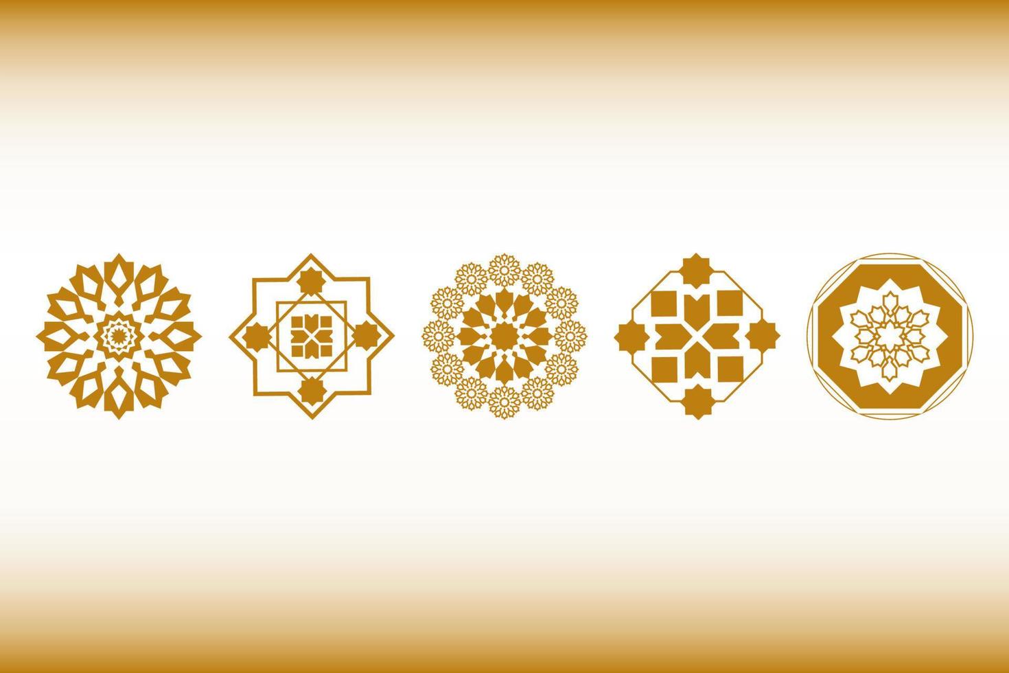 Arabic pattern abstract icon set. Rounded symbol set, vector spirographs. Luxurious abstract geometric shape logo, Concept vector set.