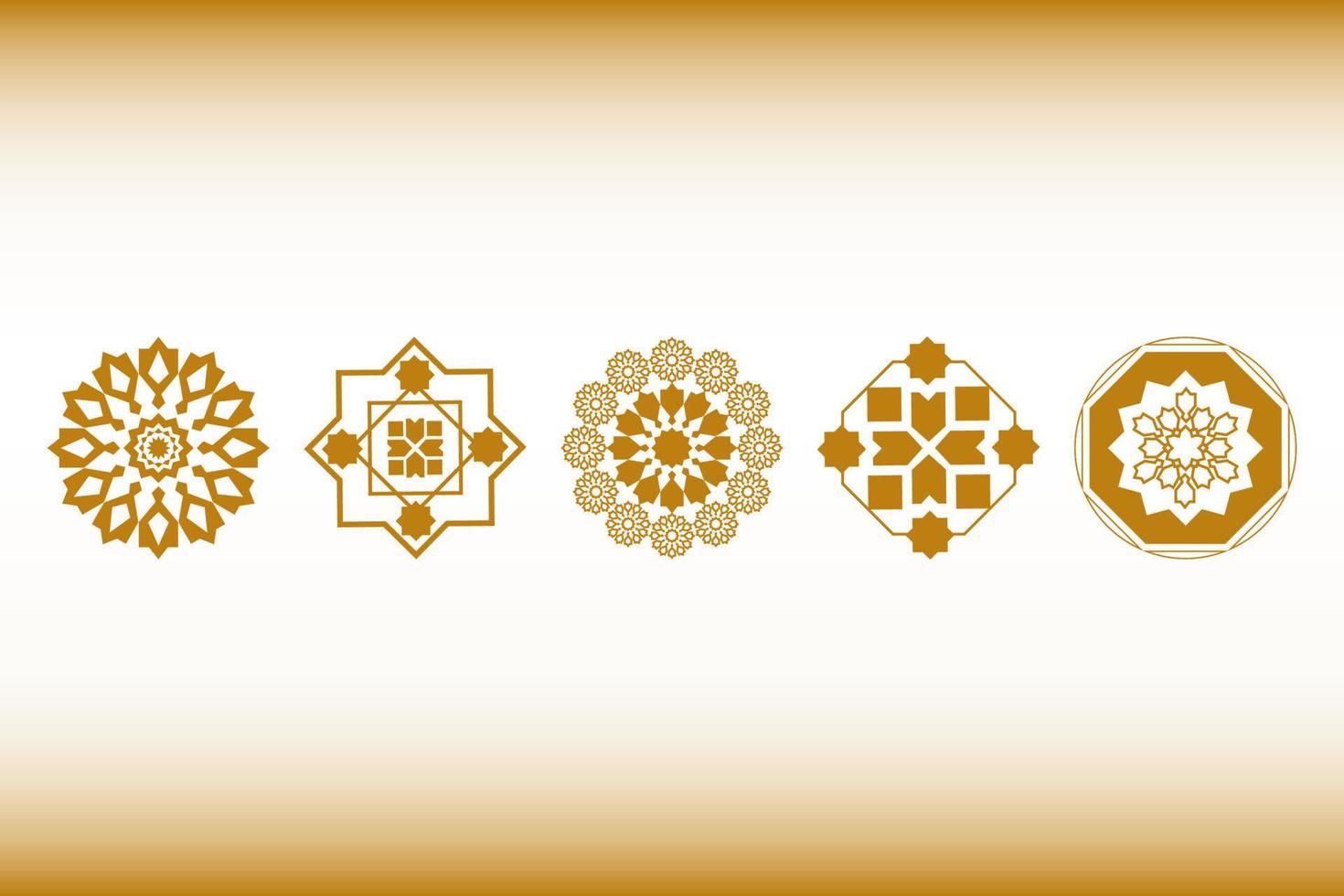 Arabic pattern abstract icon set. Rounded symbol set, vector spirographs. Luxurious abstract geometric shape logo, Concept vector set.