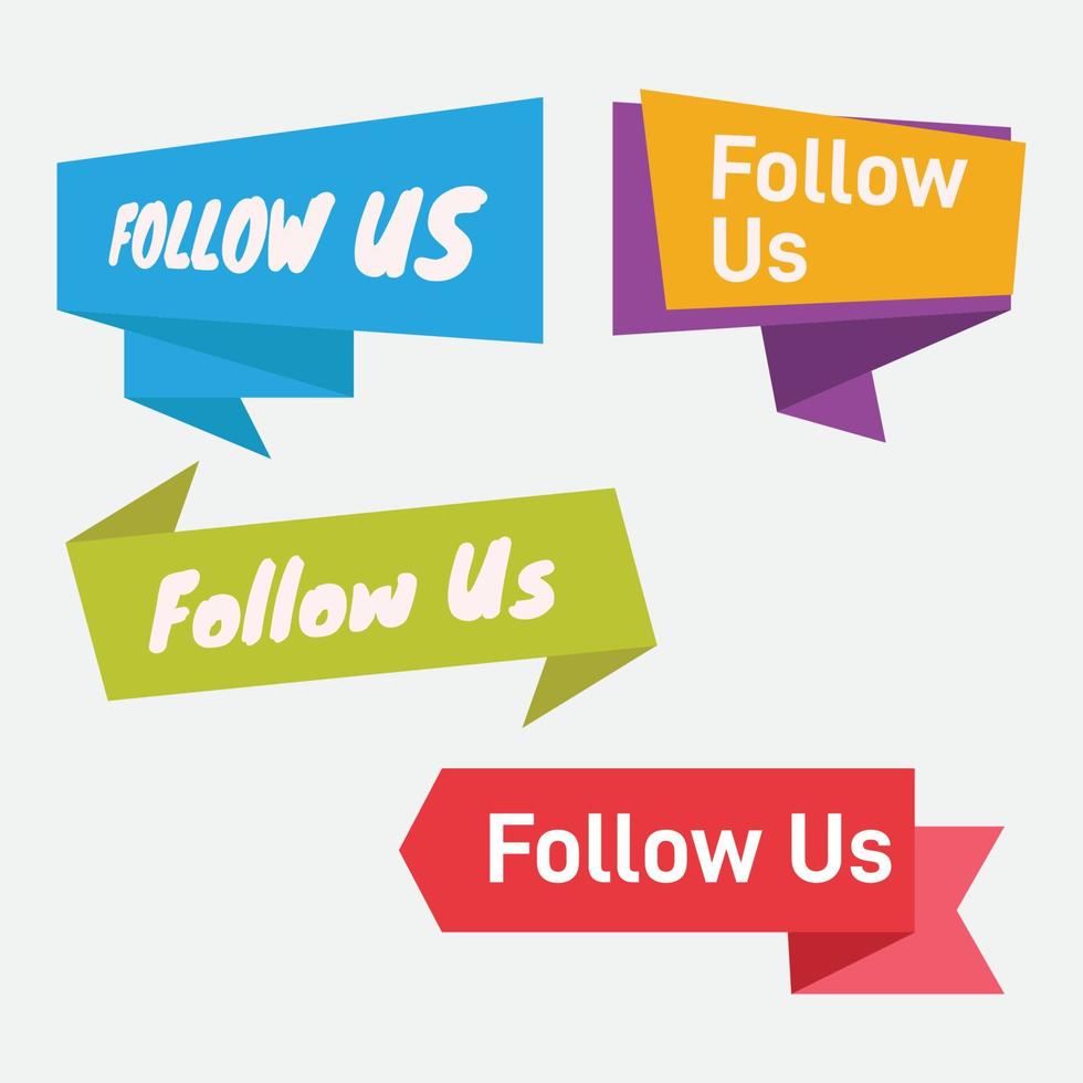 Follow me, follow us labels set for social networks vector