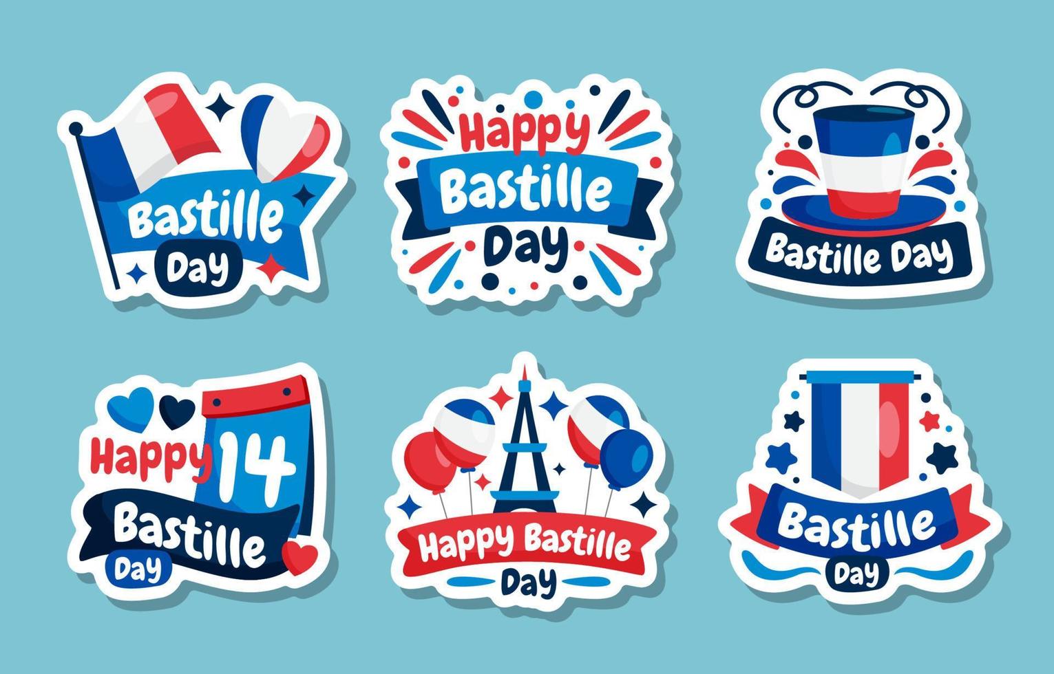 Bastille Day Sticker Set vector