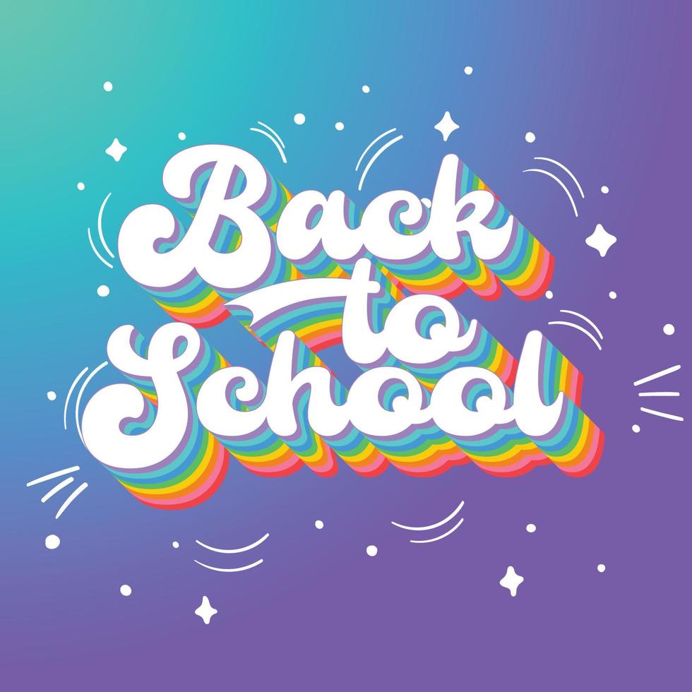 Back to school rainbow lettering banner illustration vector