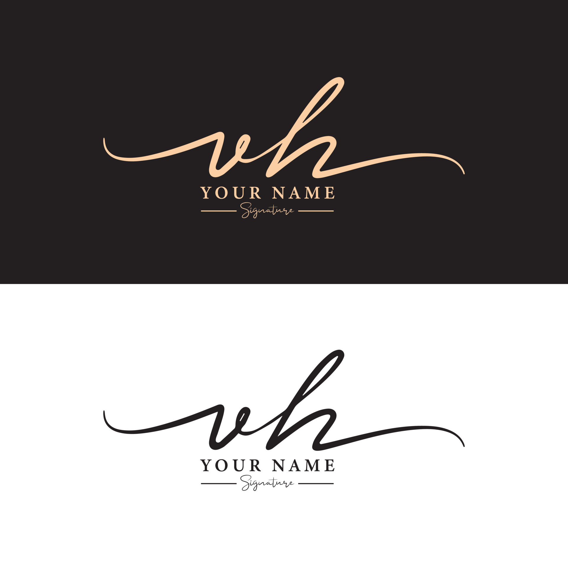 VH initial letter signature luxury logo template. VH Handwriting letter ...