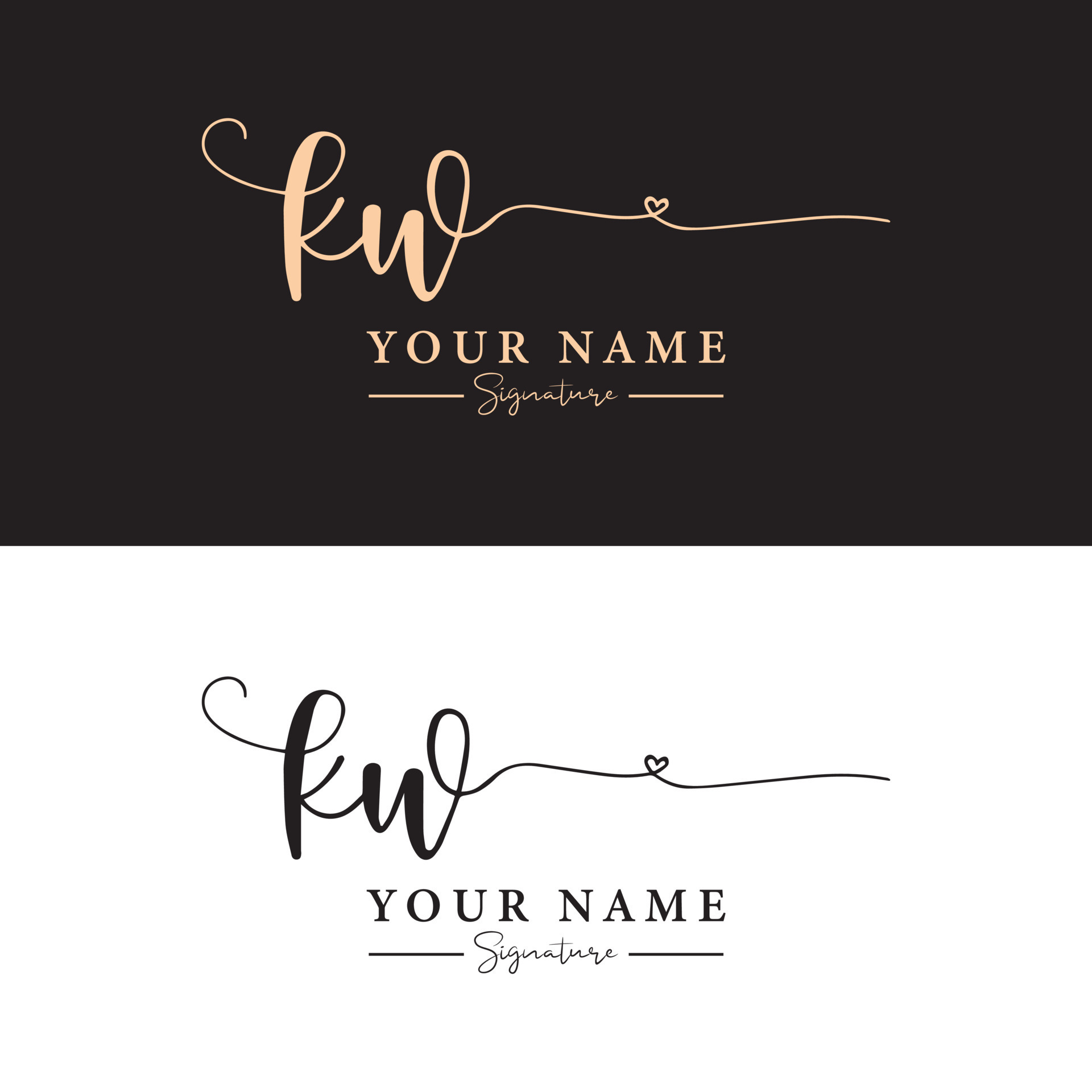 KW initial letter signature luxury logo template. KW Handwriting letter ...