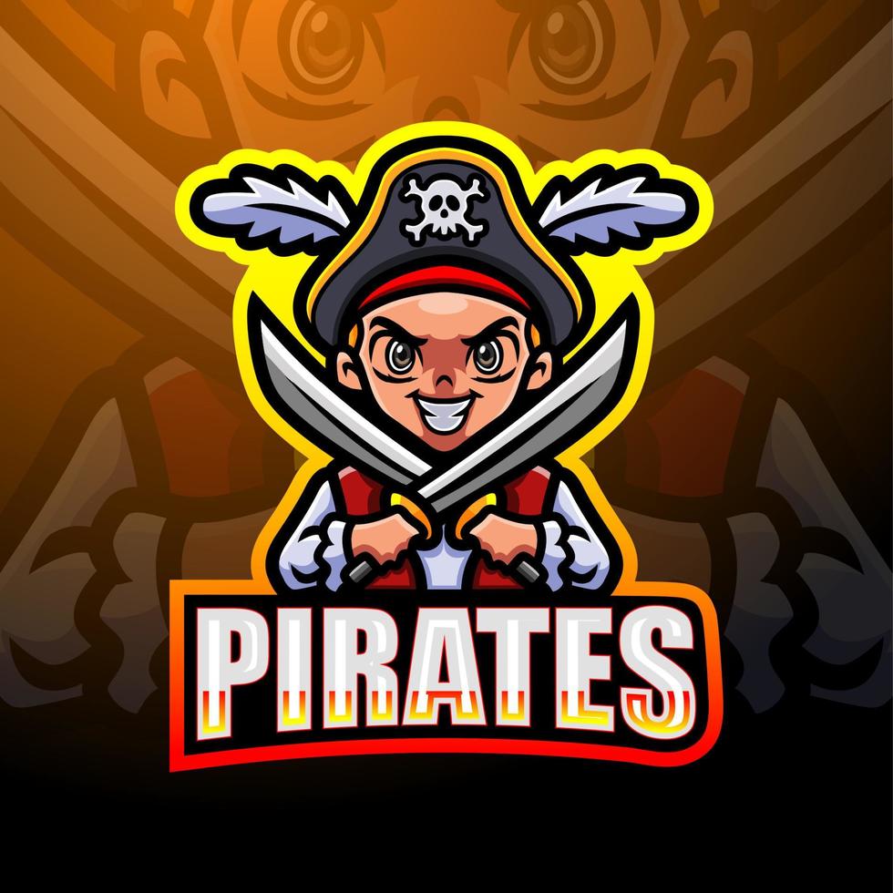 diseño de logotipo de mascota de esport de niño pirata vector