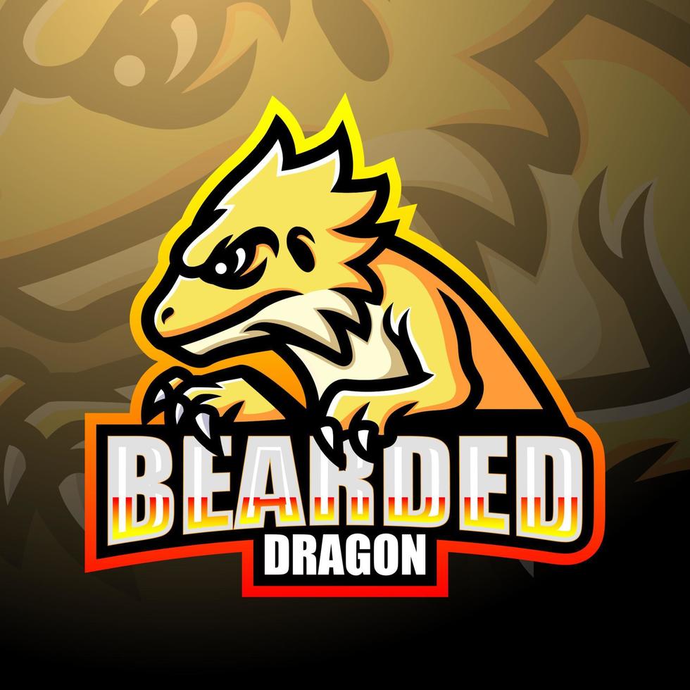 mascota del logotipo de esport de dragón barbudo vector