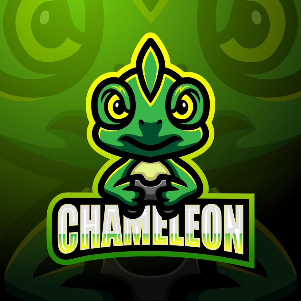 Chameleon esport mascot logo design vector