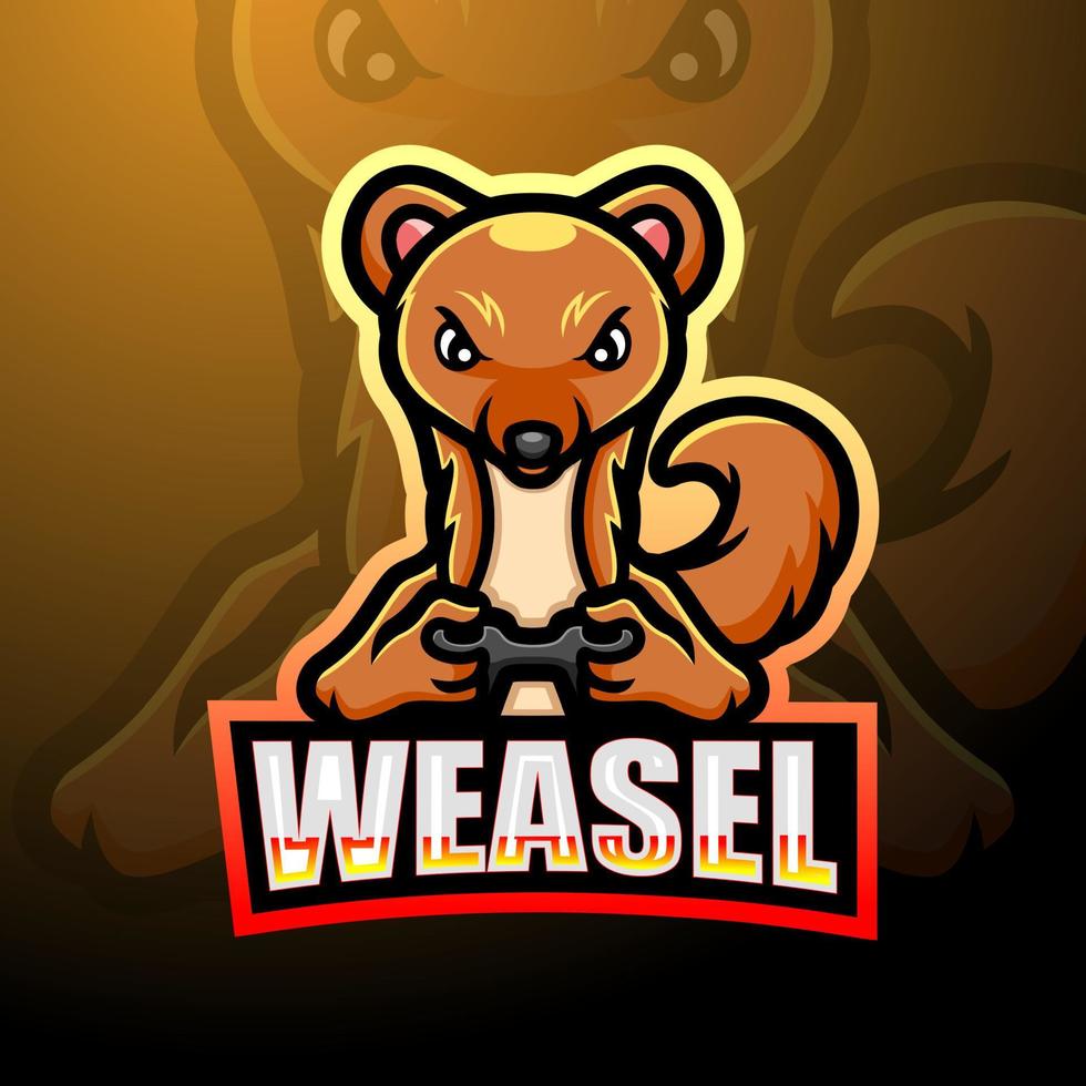 diseño de la mascota del logotipo de la comadreja esport vector