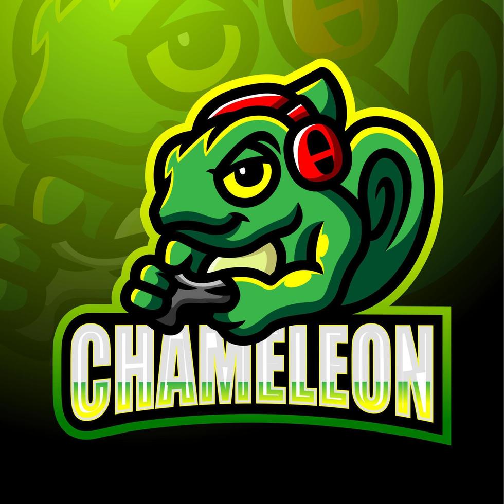 diseño de mascota del logotipo de camaleón esport vector