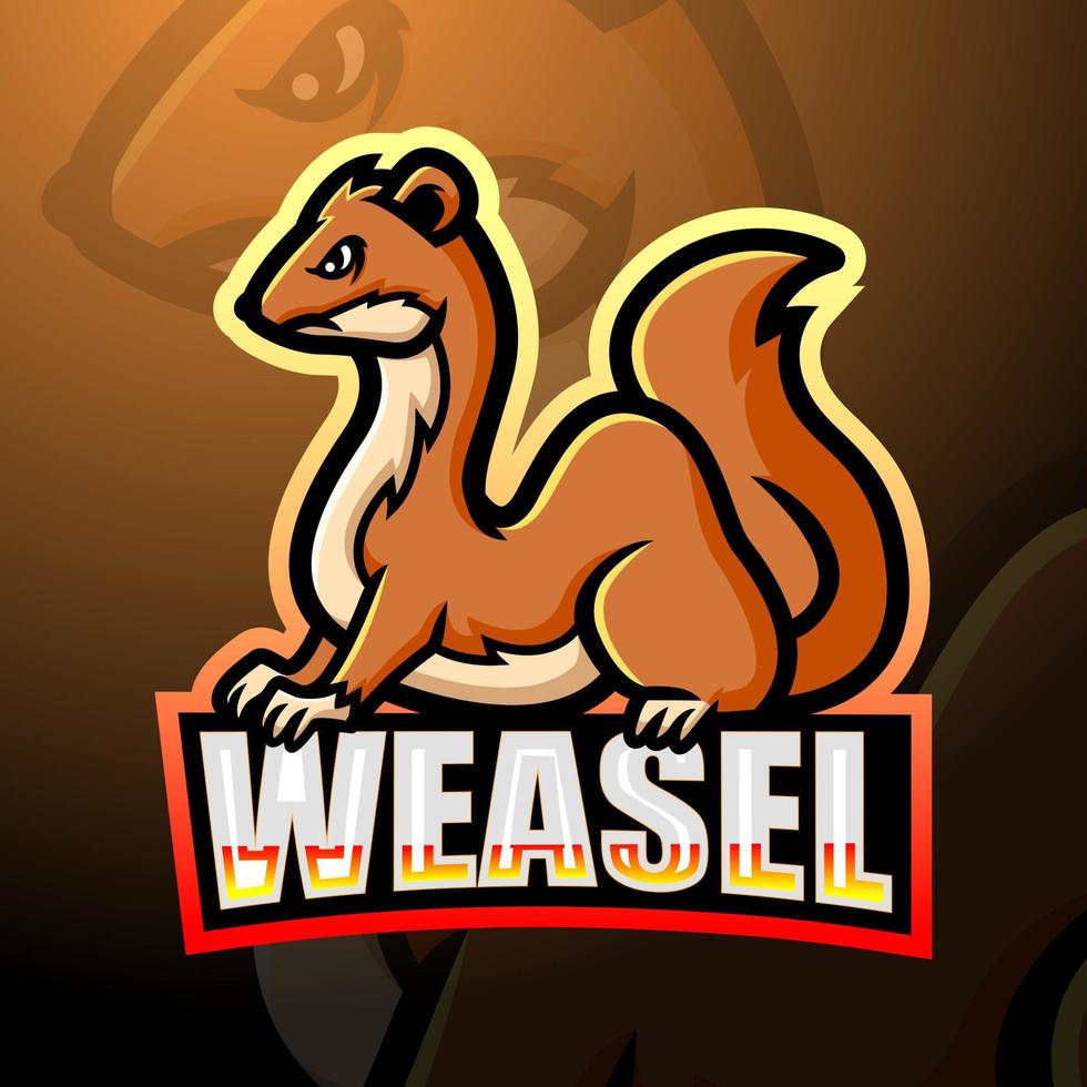 diseño de la mascota del logotipo de la comadreja esport vector