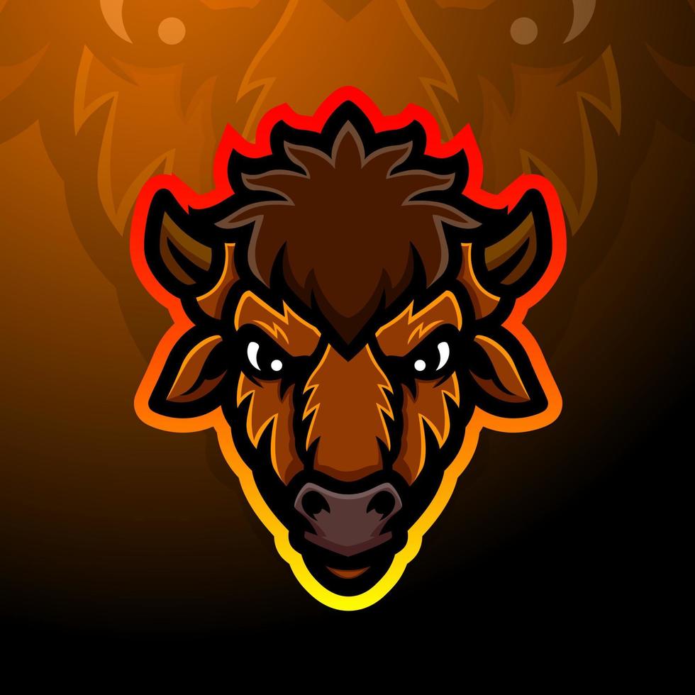 diseño de logotipo de esport de mascota de cabeza de bisonte vector