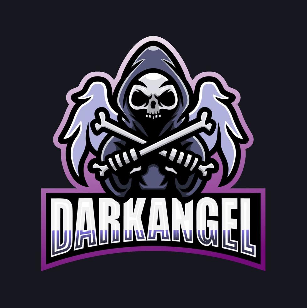 diseño de logotipo de esport de mascota de calavera de ángel vector