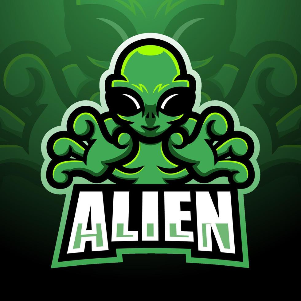 Alien mascot esport logo design vector