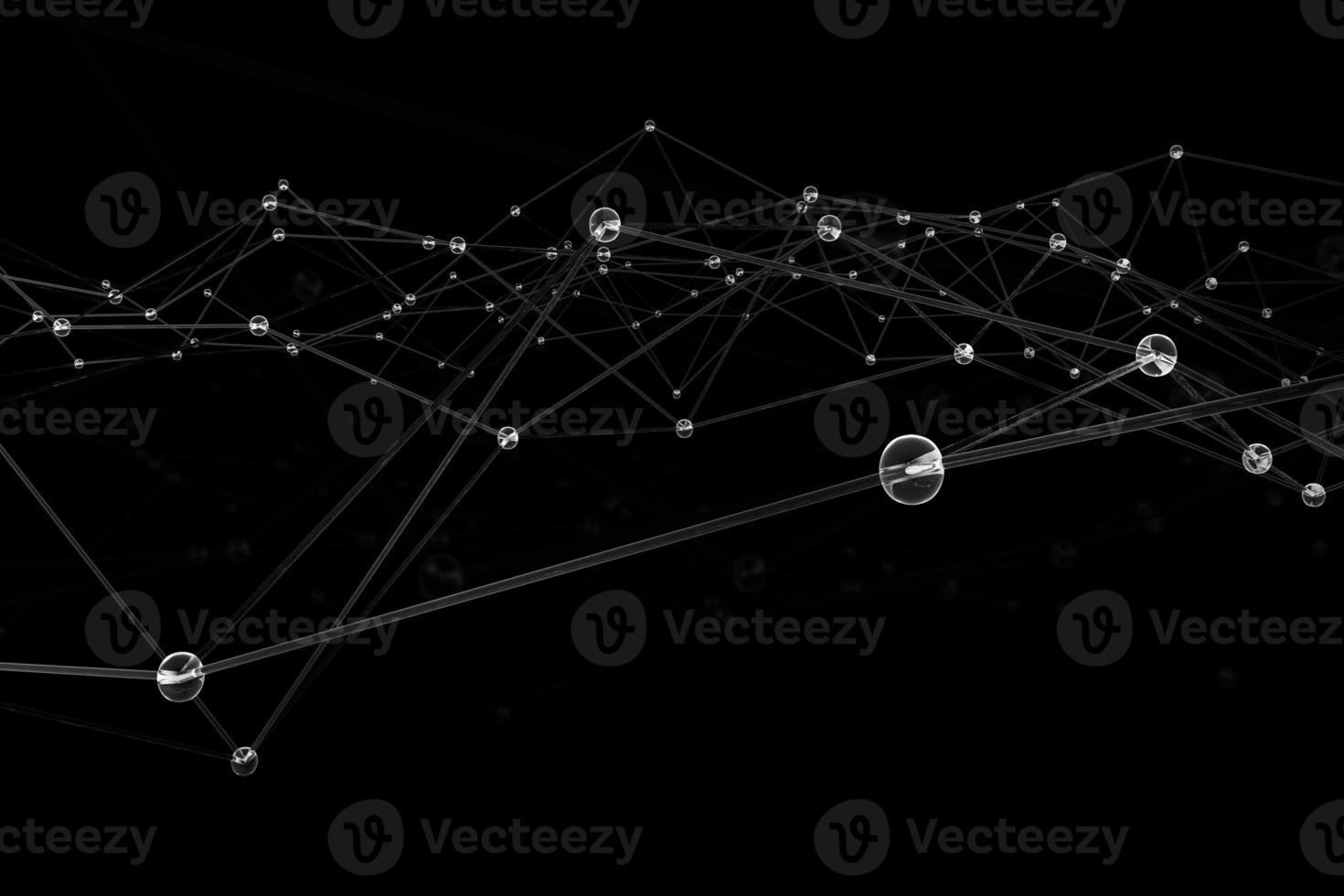 Lines and particles connection. Three-dimensional rendering concept. Abstract plexus object 3d illustration. Science liquid transparent polygonal geometric background photo