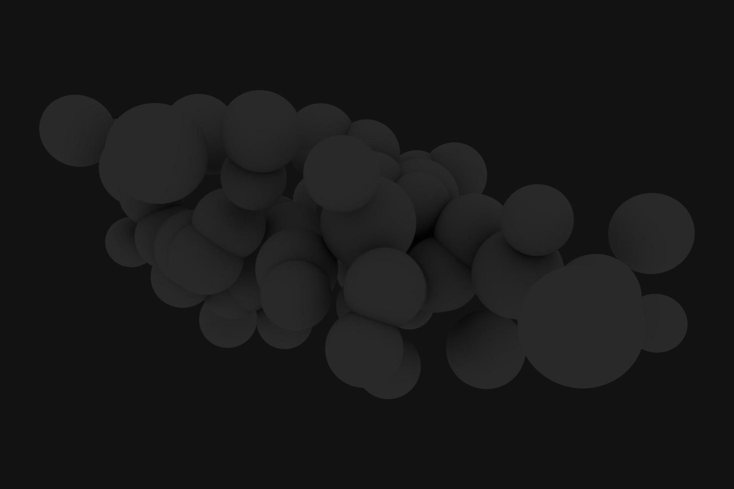 Abstract background with balls 3d illustration. Dynamic flying bubbles, futuristic composition with black spheres photo